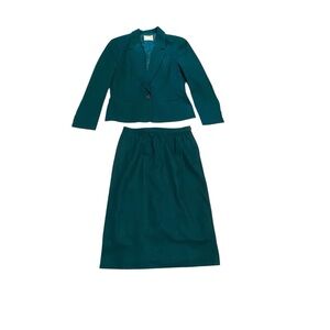Pendleton Teal Wool Suit Pencil Skirt and Blazer Size Medium